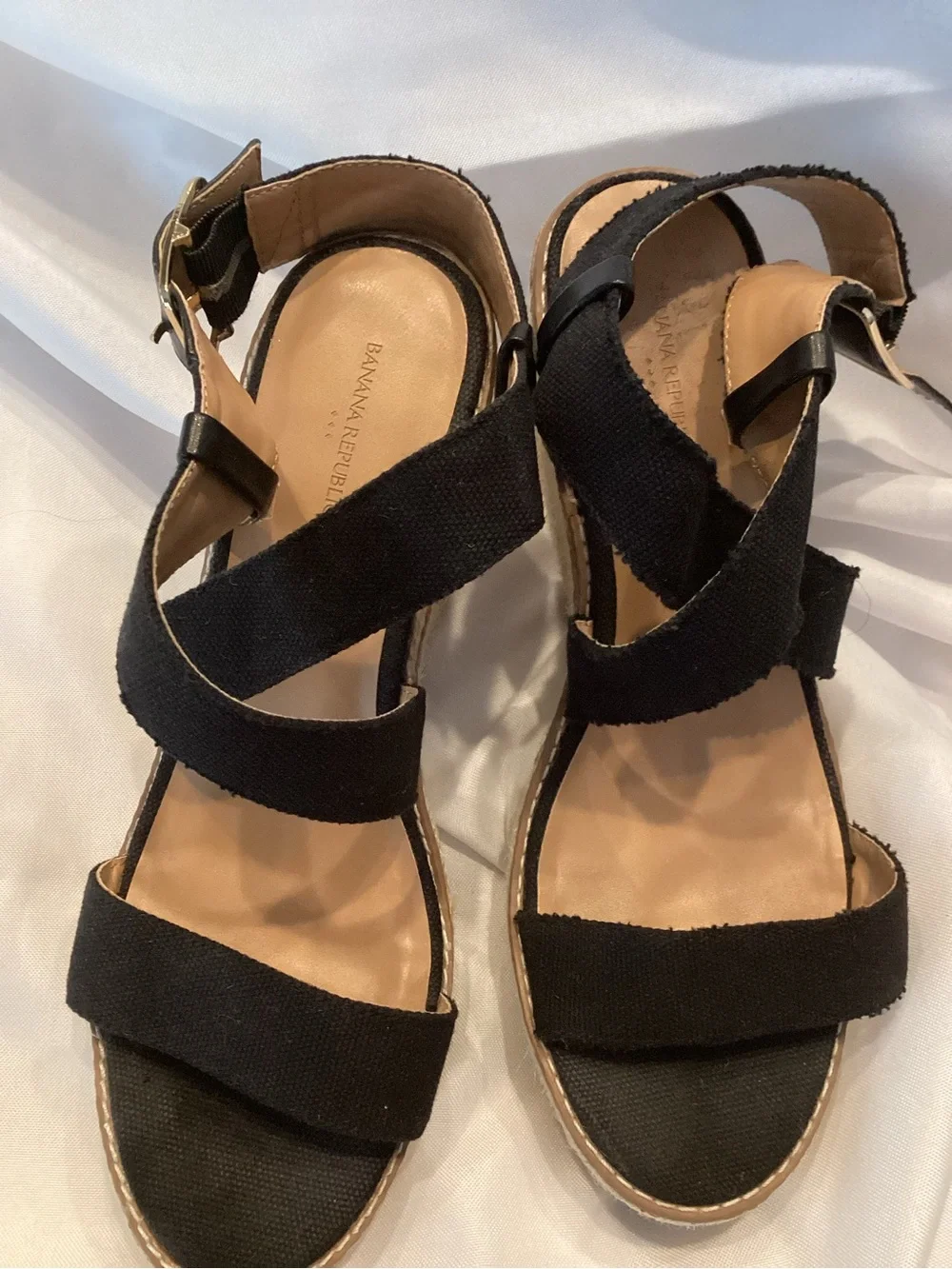 Banana Republic Black Espadrille Wedge Sandals